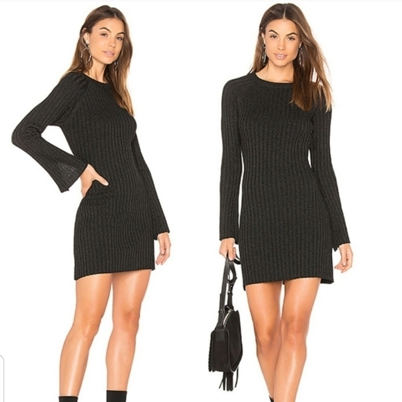 John + Jenn by Line Ribbed Knit Mini Sweater Dress  Long sleeve size Large - Picture 1 of 16